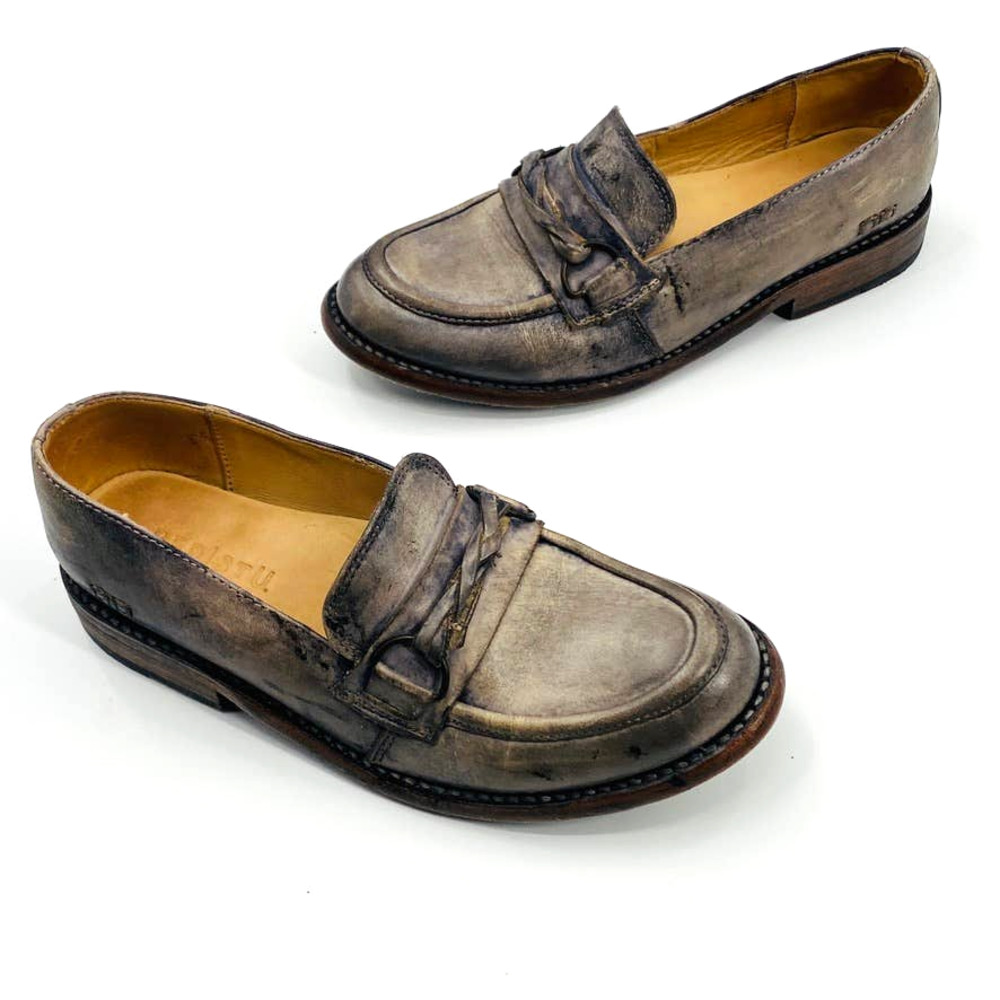 Bed Stu Darla Womens Black Driftwood Loafers Bed|Stü Black Grey Size 7.5